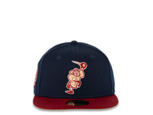Load image into Gallery viewer, San Diego Padres New Era MLB 59FIFTY 5950 Fitted Cap Hat Navy Blue Crown Cardinal Visor Orange Logo 25th Anniversary Side Patch
