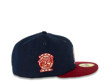 Load image into Gallery viewer, San Diego Padres New Era MLB 59FIFTY 5950 Fitted Cap Hat Navy Blue Crown Cardinal Visor Orange Logo 25th Anniversary Side Patch