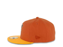 Load image into Gallery viewer, San Diego Padres New Era MLB 59FIFTY 5950 Fitted Cap Hat Orange Crown Yellow Visor Yellow/Green Catching Friar Logo 25th Anniversary Side Patch Green UV