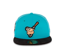 Load image into Gallery viewer, San Diego Padres New Era MLB 59FIFTY 5950 Fitted Cap Hat Blue Crown Black Corduroy Visor Peach/Metallic Copper Swinging Friar Logo 40th Anniversary Side Patch Peach UV