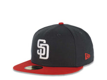 Load image into Gallery viewer, San Diego Padres New Era MLB 59FIFTY 5950 Fitted Cap Hat Dark Gray Crown Red Visor White Logo (Color Pack)