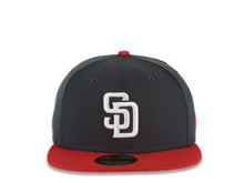 Load image into Gallery viewer, San Diego Padres New Era MLB 59FIFTY 5950 Fitted Cap Hat Dark Gray Crown Red Visor White Logo (Color Pack)