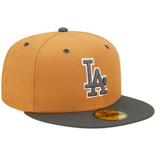 Load image into Gallery viewer, Los Angeles Dodgers New Era MLB 59FIFTY 5950 Fitted Cap Hat Light Brown Crown Dark Gray Visor Gray/White Logo (Color Pack)