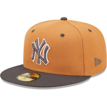 Load image into Gallery viewer, New York Yankees New Era MLB 59FIFTY 5950 Fitted Cap Hat Light Brown Crown Dark Gray Visor Gray/White Logo (Color Pack)