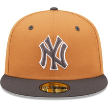 Load image into Gallery viewer, New York Yankees New Era MLB 59FIFTY 5950 Fitted Cap Hat Light Brown Crown Dark Gray Visor Gray/White Logo (Color Pack)