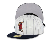 Load image into Gallery viewer, San Diego Padres New Era MLB 59FIFTY 5950 Fitted Cap Hat White/Navy Pinstripe Crown Navy Visor Cardinal/Khaki Batting Friar Logo Gray UV