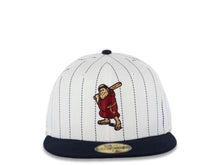 Load image into Gallery viewer, San Diego Padres New Era MLB 59FIFTY 5950 Fitted Cap Hat White/Navy Pinstripe Crown Navy Visor Cardinal/Khaki Batting Friar Logo Gray UV