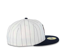 Load image into Gallery viewer, San Diego Padres New Era MLB 59FIFTY 5950 Fitted Cap Hat White/Navy Pinstripe Crown Navy Visor Cardinal/Khaki Batting Friar Logo Gray UV