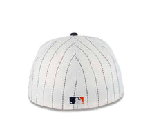 Load image into Gallery viewer, San Diego Padres New Era MLB 59FIFTY 5950 Fitted Cap Hat White/Navy Pinstripe Crown Navy Visor Cardinal/Khaki Batting Friar Logo Gray UV