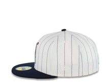 Load image into Gallery viewer, San Diego Padres New Era MLB 59FIFTY 5950 Fitted Cap Hat White/Navy Pinstripe Crown Navy Visor Cardinal/Khaki Batting Friar Logo Gray UV