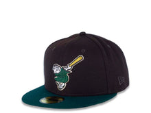 Load image into Gallery viewer, San Diego Padres New Era MLB 59FIFTY 5950 Fitted Cap Hat Dark Brown Crown Dark Green Visor Dark Green Swinging Friar Logo 40th Anniversary Side Patch