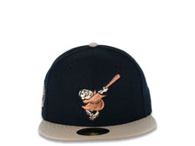 Load image into Gallery viewer, San Diego Padres New Era MLB 59FIFTY 5950 Fitted Cap Hat Black Crown Camel Visor Metallic Copper/Khaki Swinging Friar Logo Established 1969 Padres Side Patch Orange UV