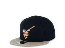 Load image into Gallery viewer, San Diego Padres New Era MLB 59FIFTY 5950 Fitted Cap Hat Black Crown Camel Visor Metallic Copper/Khaki Swinging Friar Logo Established 1969 Padres Side Patch Orange UV