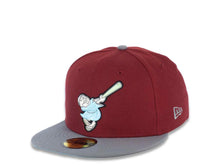 Load image into Gallery viewer, San Diego Padres New Era MLB 59FIFTY 5950 Fitted Cap Hat Brick Red Crown Gray Visor Sky Blue Swinging Friar Logo Go Padres Side Patch Sky Blue UV