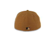 Load image into Gallery viewer, San Diego Padres New Era MLB 59FIFTY 5950 Fitted Cap Hat Light Bronze Brown Crown Black Corduroy Visor Red/Peach Batting Friar Logo 1992 All-Star Game Side Patch Red UV