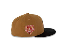Load image into Gallery viewer, San Diego Padres New Era MLB 59FIFTY 5950 Fitted Cap Hat Light Bronze Brown Crown Black Corduroy Visor Red/Peach Batting Friar Logo 1992 All-Star Game Side Patch Red UV