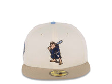 Load image into Gallery viewer, San Diego Padres New Era MLB 59FIFTY 5950 Fitted Cap Hat Cream Crown Khaki Visor Light Navy/Sky Blue Logo 1992 All-Star Game Side Patch Sky Blue UV