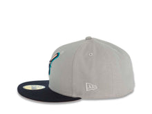 Load image into Gallery viewer, San Diego Padres New Era MLB 59FIFTY 5950 Fitted Cap Hat Gray Crown Dark Navy Visor Dark Navy/Peach Swinghing Friar Logo 40th Anniversary Side Patch Peach UV