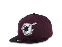 Load image into Gallery viewer, (Corduroy Visor) San Diego Padres New Era MLB 59FIFTY 5950 Fitted Cap Hat Maroon Crown Black Corduory Visor Black/White Round Swinging Friar Logo 1978 All-Star Game Side Patch Olive UV