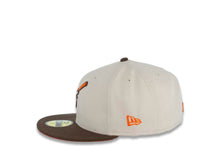 Load image into Gallery viewer, San Diego Padres New Era MLB 59FIFTY 5950 Fitted Cap Hat Stone White Crown Brown Visor Brown/Orange Swinging Friar Logo 40th Anniversary Side Patch Orange UV