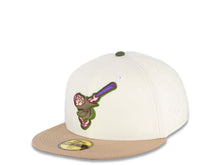 Load image into Gallery viewer, San Diego Padres New Era MLB 59FIFTY 5950 Fitted Cap Hat Chrome White Crown Light Khaki Visor Olive/Purple Swining Friar Logo 40th Anniversary Side Patch Olive UV