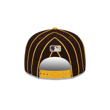 Load image into Gallery viewer, San Diego Padres New Era MLB 9FIFTY 950 Snapback Cap Hat Brown Pinstripes Crown Yellow Visor Yellow/White Text Logo (City Arch)