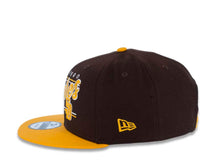 Load image into Gallery viewer, San Diego Padres New Era MLB 9FIFTY 950 Snapback Cap Hat Dark Brown Crown Yellow Visor Yellow Team Color Script Logo Gray UV