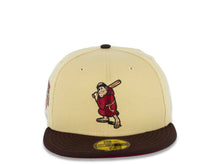 Load image into Gallery viewer, San Diego Padres New Era MLB 5950 Fitted Cap Hat Vegas Gold Crown Dark Brown Visor Cardinal/Khaki Batting Friar Logo 1992 All-Star Game Side Patch Cardinal UV