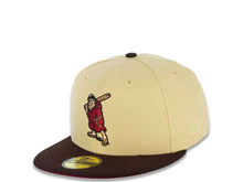 Load image into Gallery viewer, San Diego Padres New Era MLB 5950 Fitted Cap Hat Vegas Gold Crown Dark Brown Visor Cardinal/Khaki Batting Friar Logo 1992 All-Star Game Side Patch Cardinal UV