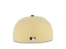 Load image into Gallery viewer, San Diego Padres New Era MLB 5950 Fitted Cap Hat Vegas Gold Crown Dark Brown Visor Cardinal/Khaki Batting Friar Logo 1992 All-Star Game Side Patch Cardinal UV