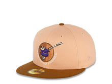 Load image into Gallery viewer, San Diego Padres New Era MLB 59FIFTY 5950 Fitted Cap Hat Peach Crown Brown Visor Purple Swinging Friar Logo 1992 All-Star Game Side Patch Purple UV