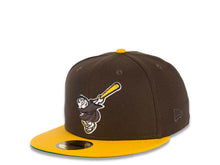 Load image into Gallery viewer, San Diego Padres New Era MLB 59FIFTY 5950 Fitted Cap Hat Brown Crown Yellow Visor Brown/Yellow Swinging Friar Logo Stadium Side Patch Green UV