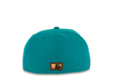 Load image into Gallery viewer, San Diego Padres New Era MLB 59FIFTY 5950 Fitted Cap Hat Teal Crown Gray Visor Wheat/Brown Swinging Friar Logo 40th Anniversary Side Patch Gray UV