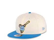 Load image into Gallery viewer, San Diego Padres New Era MLB 9FIFTY 950 Snapback Cap Hat Cream Crown Blue Visor Sky Blue/Light Yellow Swinging Friar Logo 40th Anniversary Side Patch
