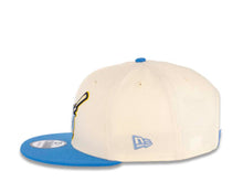 Load image into Gallery viewer, San Diego Padres New Era MLB 9FIFTY 950 Snapback Cap Hat Cream Crown Blue Visor Sky Blue/Light Yellow Swinging Friar Logo 40th Anniversary Side Patch