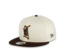 Load image into Gallery viewer, San Diego Padres New Era MLB 9FIFTY 950 Snapback Cap Hat Cream Crown Brown Visor Brown/Orange Batting Friar Logo 1992 All-Star Game Side Patch