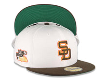 Load image into Gallery viewer, San Diego Padres New Era MLB 59FIFTY 5950 Fitted Cap Hat White/Brown Crown Brown Visor Brown/Yellow Logo 1984 World Series Side Patch Green UV