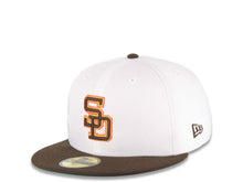 Load image into Gallery viewer, San Diego Padres New Era MLB 59FIFTY 5950 Fitted Cap Hat White/Brown Crown Brown Visor Brown/Yellow Logo 1984 World Series Side Patch Green UV