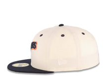 Load image into Gallery viewer, San Diego Padres New Era MLB 59FIFTY 5950 Fitted Cap Hat Cream Crown Navy Blue Visor Navy Blue/Metallic Silver/Orange Logo 25th Anniversary Side Patch