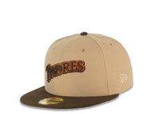 Load image into Gallery viewer, San Diego Padres New Era MLB 59FIFTY 5950 Fitted Cap Hat Khaki Crown Dark Brown Visor Brown/Orange Logo 40th Anniversary Side Patch Gray UV