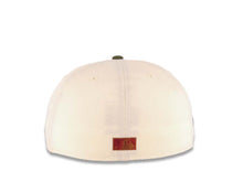 Load image into Gallery viewer, San Diego Padres New Era MLB 59FIFTY 5950 Fitted Cap Hat Cream Crown Olive Green Visor Olive Green/Cardinal Logo 1984 World Series Side Patch Brown UV