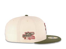 Load image into Gallery viewer, San Diego Padres New Era MLB 59FIFTY 5950 Fitted Cap Hat Cream Crown Olive Green Visor Olive Green/Cardinal Logo 1984 World Series Side Patch Brown UV