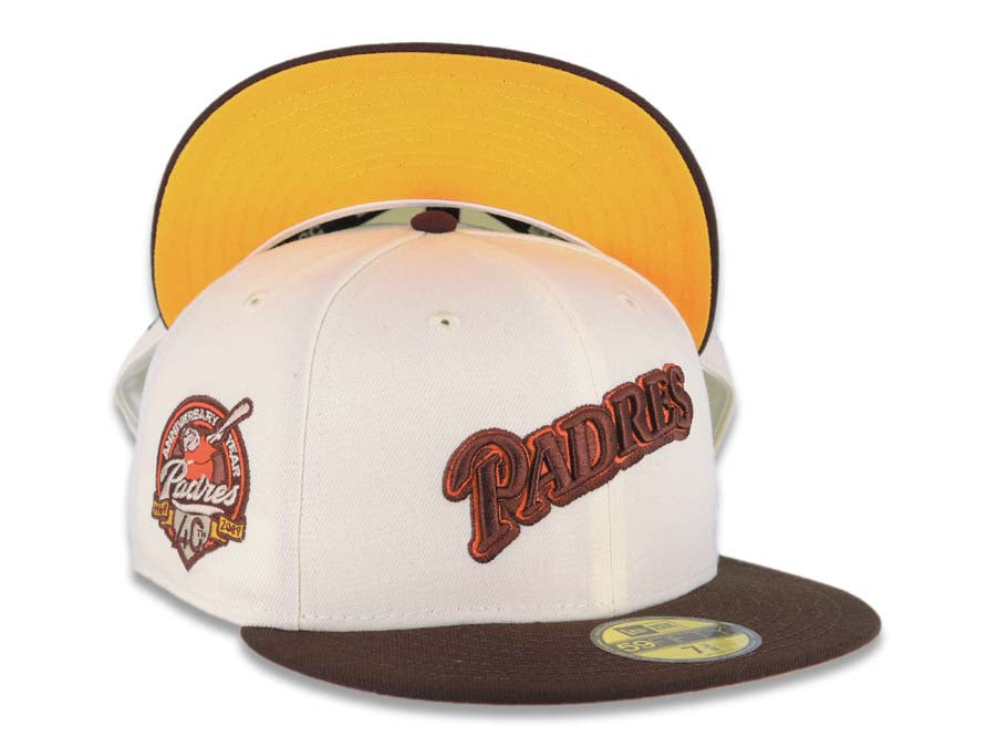 San Diego Padres New Era MLB 59FIFTY 5950 Fitted Cap Hat Yellow/Brown Crown  Brown Visor Brown/Orange Logo