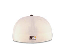 Load image into Gallery viewer, San Diego Padres New Era MLB 59FIFTY 5950 Fitted Cap Hat Cream Crown Brown Visor Brown/Orange Script Logo 40th Anniversary Side Patch Yellow UV