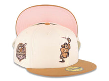 Load image into Gallery viewer, San Diego Padres New Era MLB 59FIFTY 5950 Fitted Cap Hat Cream Crown Light Brown Visor Brown/Pink Catching Friar Logo 40th Anniversary Side Patch