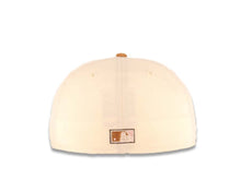 Load image into Gallery viewer, San Diego Padres New Era MLB 59FIFTY 5950 Fitted Cap Hat Cream Crown Light Brown Visor Brown Batting Friar Logo 40th Anniversary Side Patch Pink UV