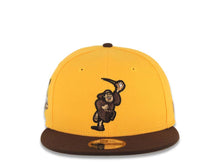 Load image into Gallery viewer, San Diego Padres New Era MLB 9FIFTY 950 Snapback Cap Hat Yellow Crown Dark Brown Visor Brown Catching Friar Logo 40th Anniversary Side Patch Gray UV