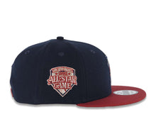 Load image into Gallery viewer, San Diego Padres New Era MLB 9FIFTY 950 Snapback Cap Hat Navy Crown Cardinal Visor Cardinal/Peach Batting Friar Logo 1992 All-Star Game Side Patch