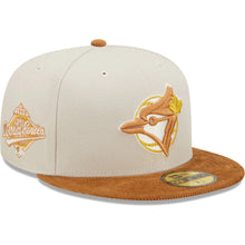 Load image into Gallery viewer, Toronto Blue Jays New Era MLB 59FIFTY 5950 Fitted Cap Hat Stone Crown Light Brown Corduroy Visor Light Brown/Yellow Logo 1993 World Series Side Patch Dark Green UV