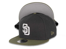 Load image into Gallery viewer, San Diego Padres New Era MLB 9FIFTY 950 Snapback Cap Hat Dark Gray Crown Olive Visor White Logo Gray UV